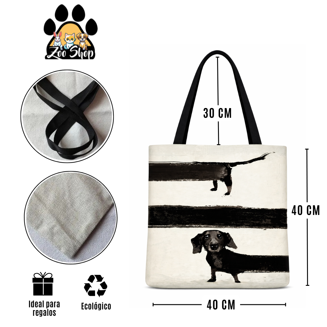 Tote Bag de Tela de Lino. Bolso Multiusos - Diseño #15 ESTILO SALCHICHA