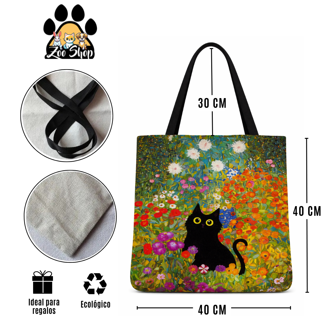 Tote Bag de Tela de Lino. Bolso Multiusos - Diseño #16 JARDÍN SECRETO