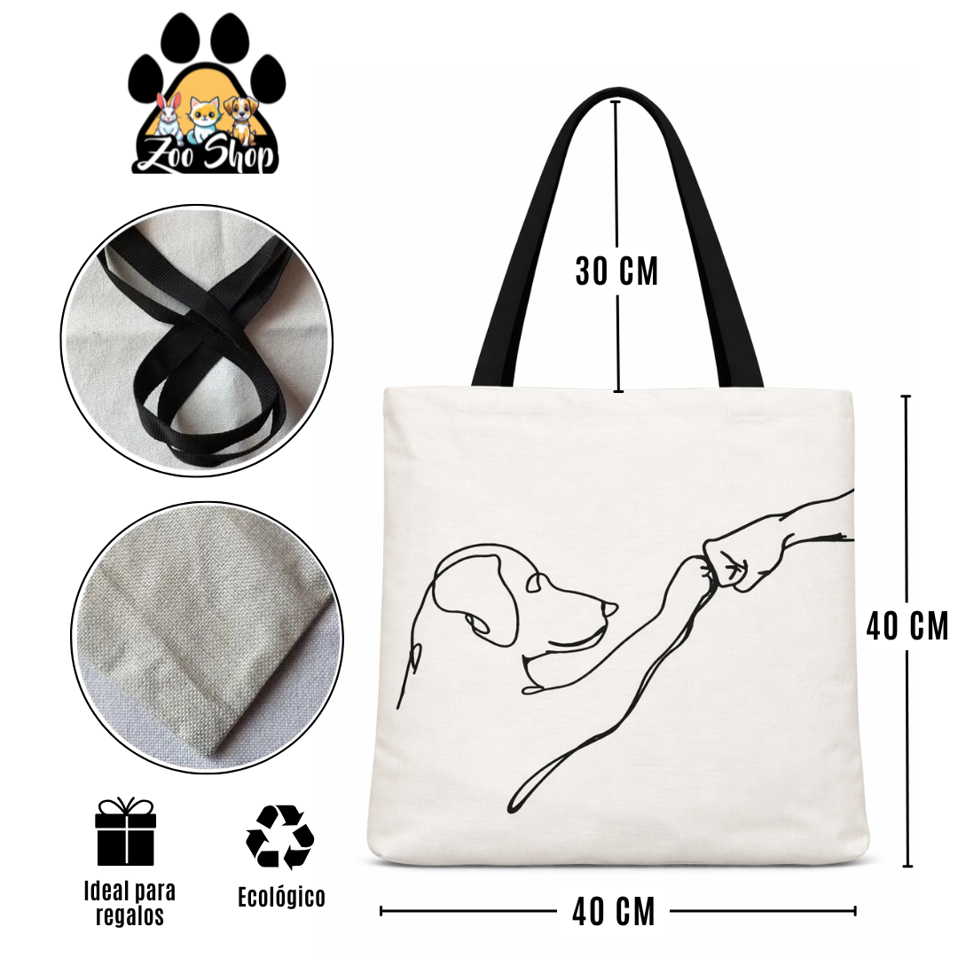 Tote Bag de Tela de Lino. Bolso Multiusos - Diseño #20 AMOR INCONDICIONAL