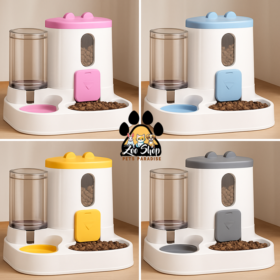 Dispensador 2 en 1 de Agua y Alimento " DuoFeed" (800 ml) - Color gris