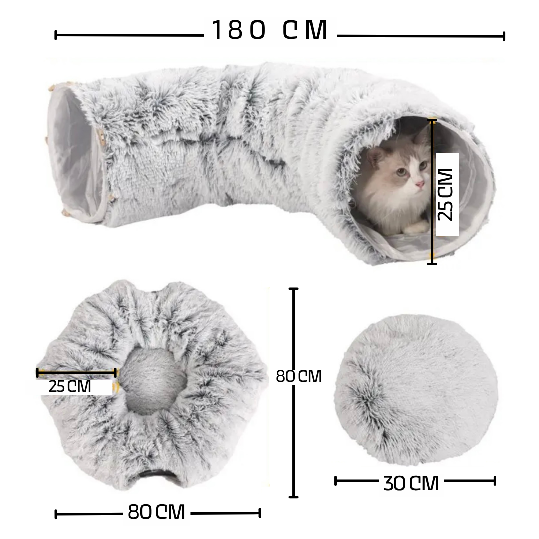 TÚNEL + CAMA DE FELPA (MULTI-FORMA)