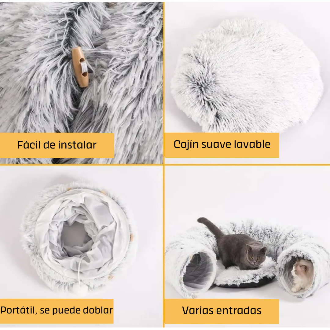 TÚNEL + CAMA DE FELPA (MULTI-FORMA)