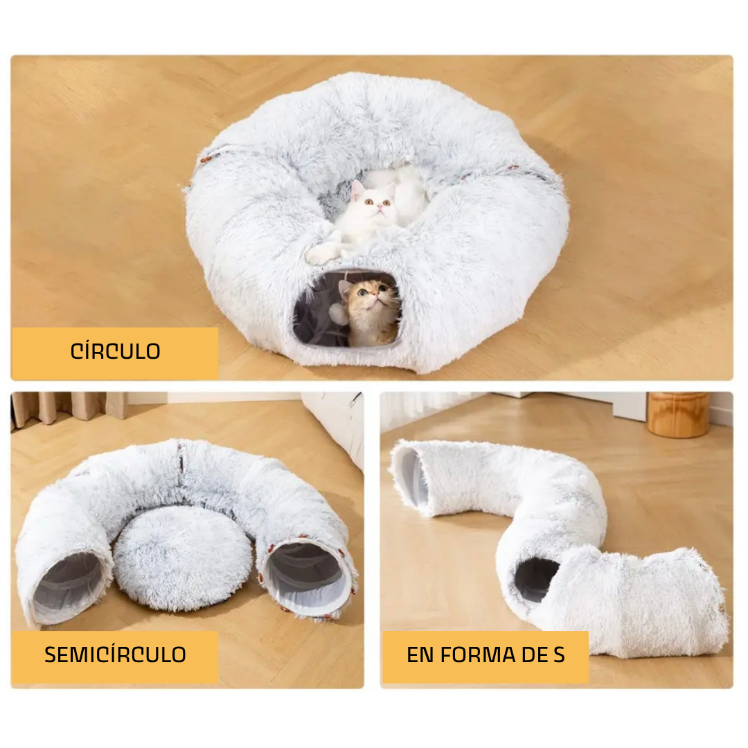 TÚNEL + CAMA DE FELPA (MULTI-FORMA)
