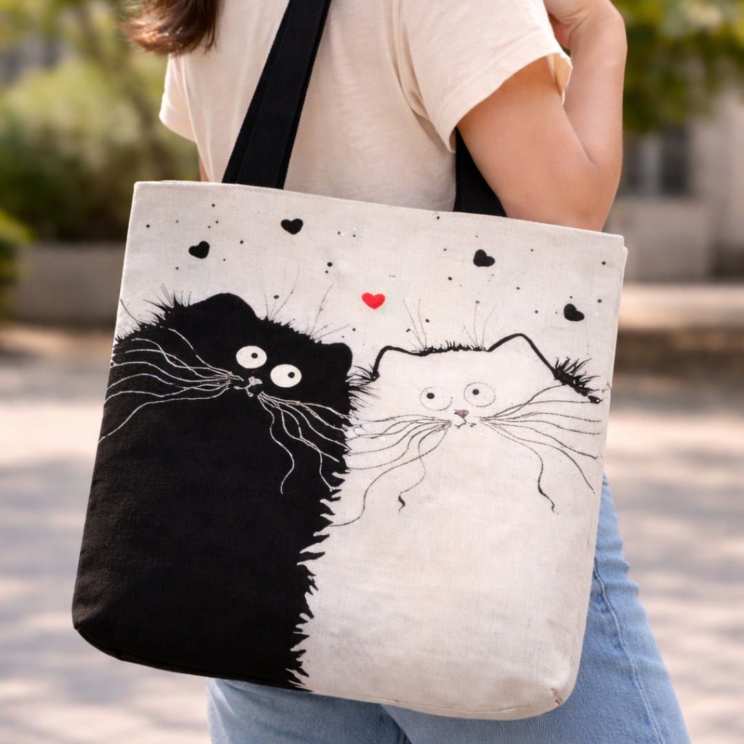 Tote Bag de Tela de Lino. Bolso Multiusos - Diseño #2 YIN YANG