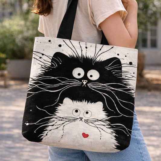 Tote Bag de Tela de Lino. Bolso Multiusos - Diseño #3 MIRADA ADORABLE