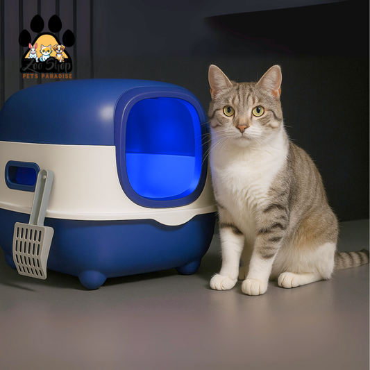 Arenero Cerrado con Luz UV “CleanUV CatBox” - Color azul