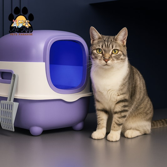 Arenero Cerrado con Luz UV “CleanUV CatBox” - Color morado