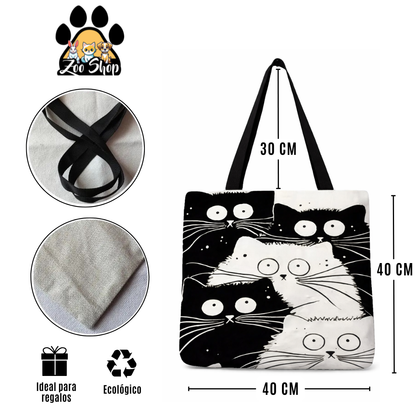 Tote Bag de Tela de Lino. Bolso Multiusos - Diseño #9 OJITOS CURIOSOS