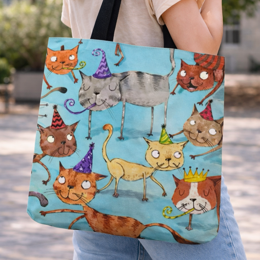 Tote Bag de Tela de Lino. Bolso Multiusos - Diseño #10 FIESTA Y CELEBRACIÓN