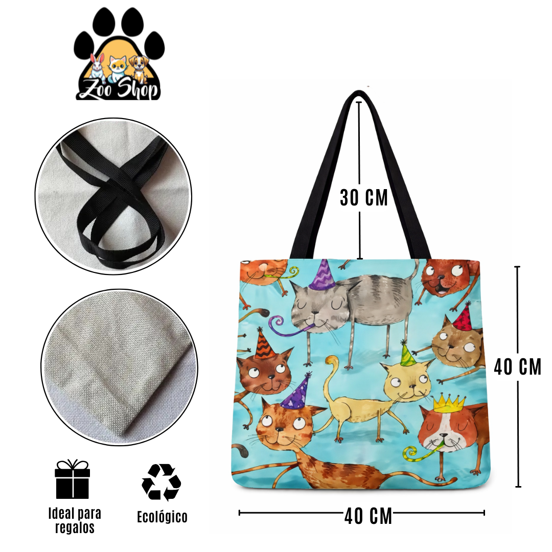 Tote Bag de Tela de Lino. Bolso Multiusos - Diseño #10 FIESTA Y CELEBRACIÓN