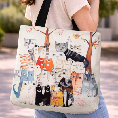 Tote Bag de Tela de Lino. Bolso Multiusos - Diseño #12 BOSQUE DE BIGOTES