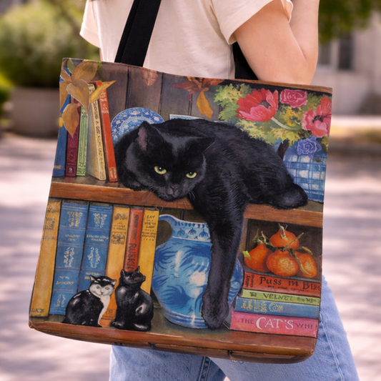 Tote Bag de Tela de Lino. Bolso Multiusos - Diseño #17 BIBLIOTECA ACOGEDORA