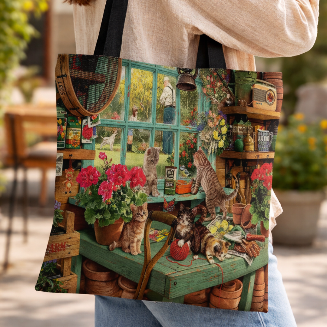 Tote Bag de Tela de Lino. Bolso Multiusos - Diseño #21 RINCÓN FELIZ