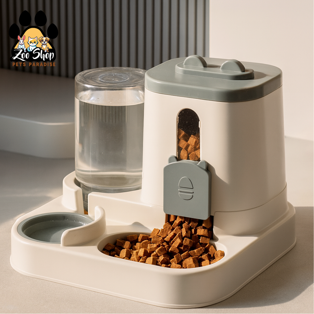 Dispensador 2 en 1 de Agua y Alimento " DuoFeed" (800 ml) - Color gris