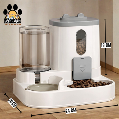 Dispensador 2 en 1 de Agua y Alimento " DuoFeed" (800 ml) - Color gris