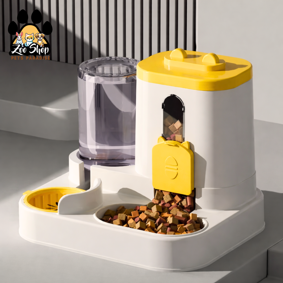 Dispensador 2 en 1 de Agua y Alimento " DuoFeed" (800 ml) - Color amarillo