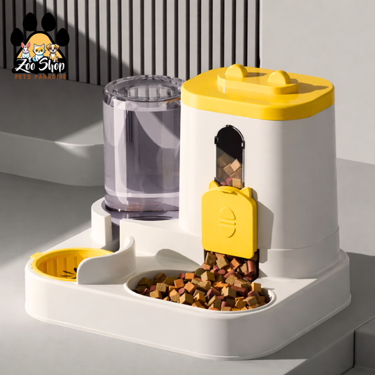 Dispensador 2 en 1 de Agua y Alimento " DuoFeed" (800 ml) - Color amarillo