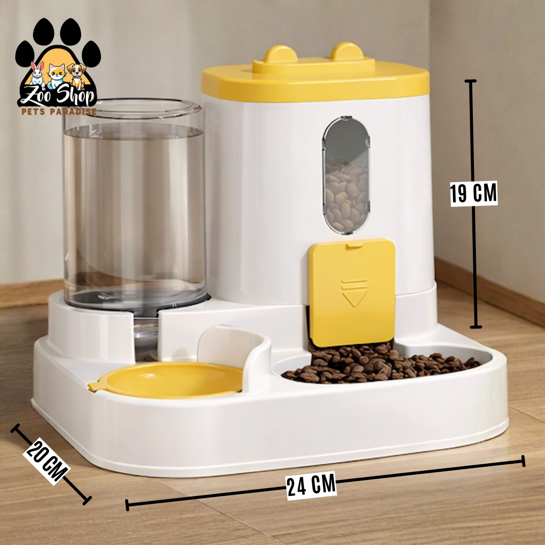 Dispensador 2 en 1 de Agua y Alimento " DuoFeed" (800 ml) - Color amarillo