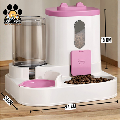 Dispensador 2 en 1 de Agua y Alimento " DuoFeed" (800 ml) - Color rosado