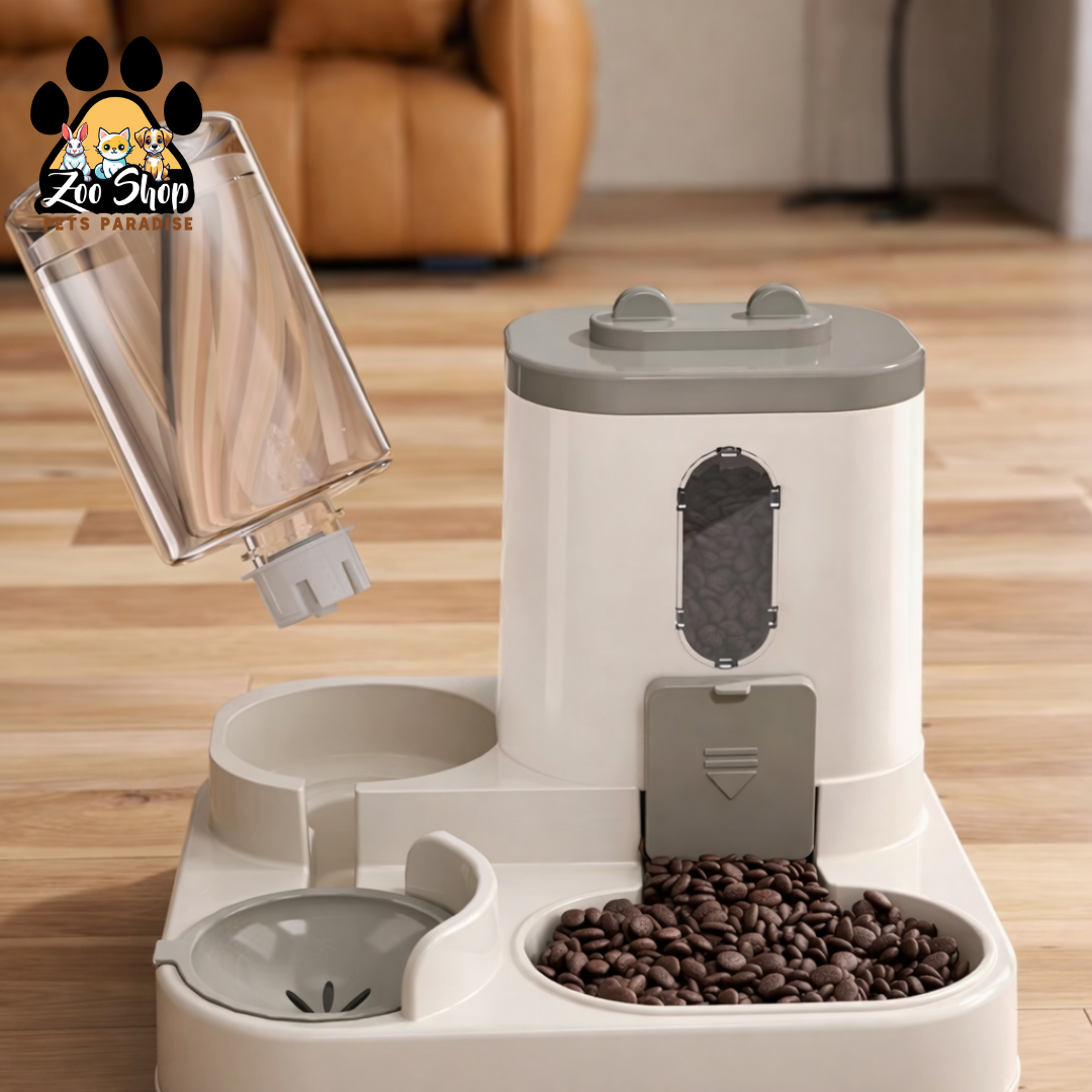 Dispensador 2 en 1 de Agua y Alimento " DuoFeed" (800 ml) - Color rosado