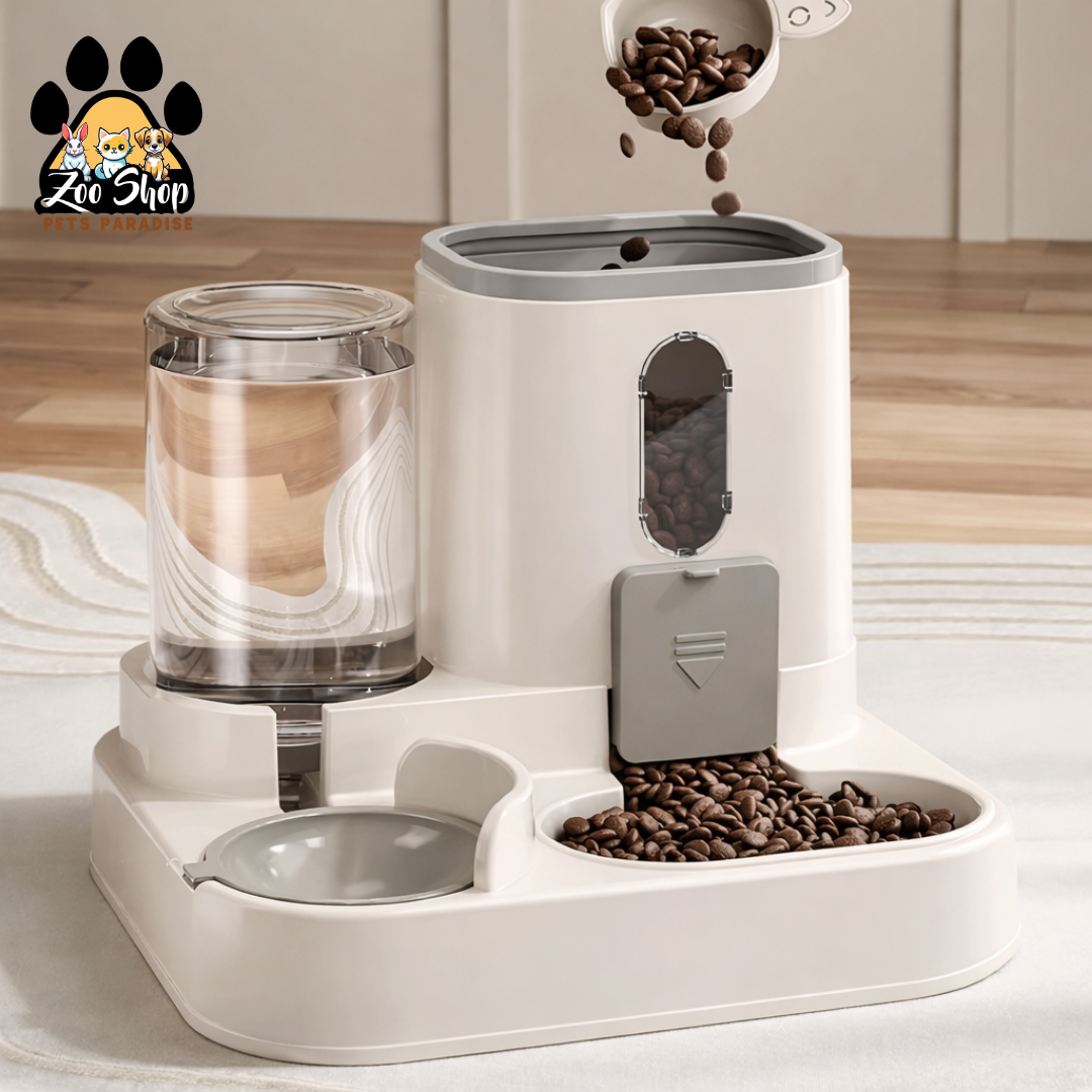 Dispensador 2 en 1 de Agua y Alimento " DuoFeed" (800 ml) - Color gris