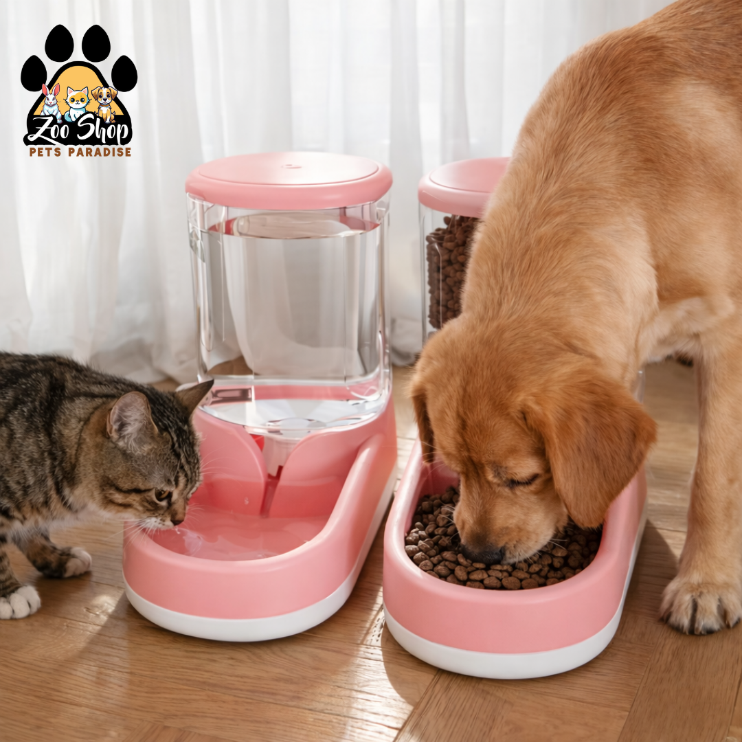 Dispensador Dúo Agua y Alimento (3.8 L) - Color rosado
