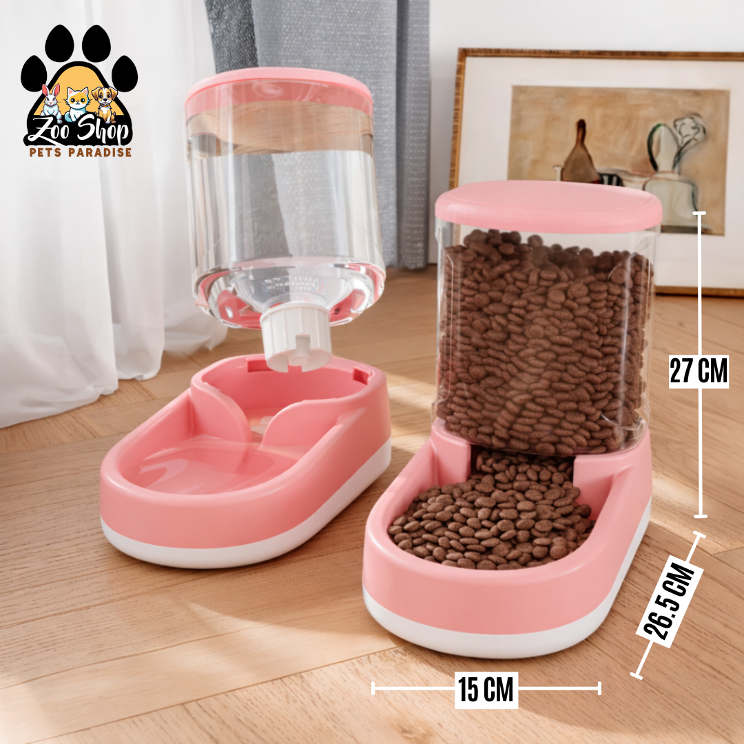 Dispensador Dúo Agua y Alimento (3.8 L) - Color rosado