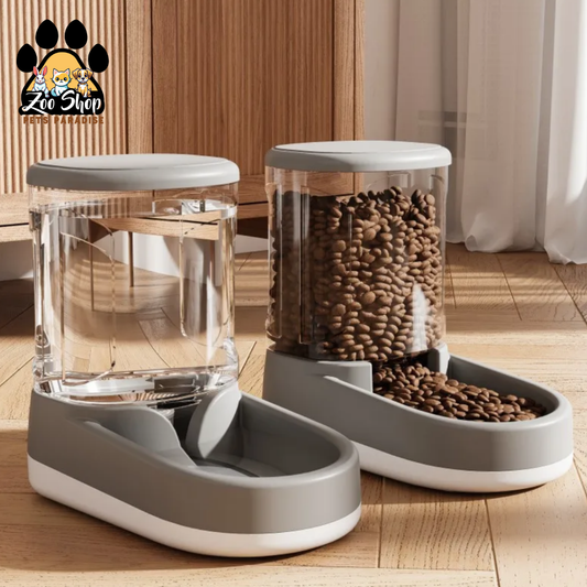 Dispensador Dúo Agua y Alimento (3.8 L) - Color gris