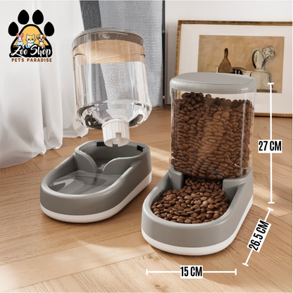 Dispensador Dúo Agua y Alimento (3.8 L) - Color gris