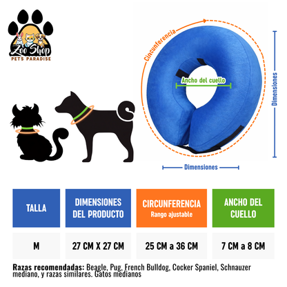 Collar de Recuperación Inflable y Ajustable - Talla M - Color azul