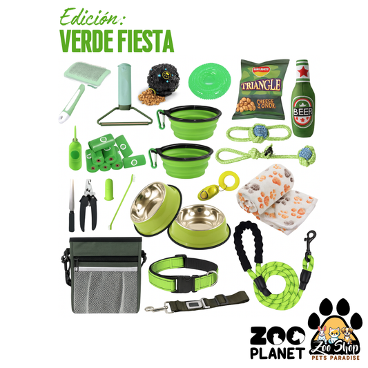 Kit Esencial para Perros 31 accesorios. Entrenamiento y Cuidado (Todo en Uno) - Color verde