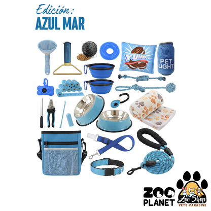 Kit Esencial para Perros 31 accesorios. Entrenamiento y Cuidado (Todo en Uno) - Color azul