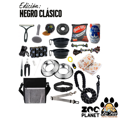 Kit Esencial para Perros 31 accesorios. Entrenamiento y Cuidado (Todo en Uno) - Color negro