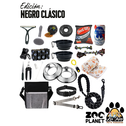 Kit Esencial para Perros 31 accesorios. Entrenamiento y Cuidado (Todo en Uno) - Color negro