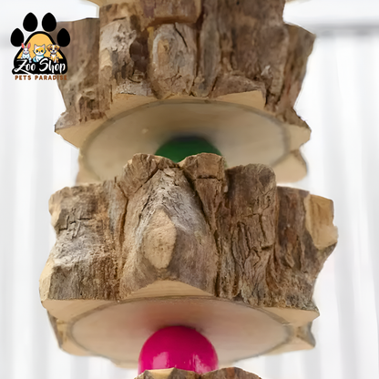 Madera Natural - Accesorio Colgante de Estimulación y Entretenimiento (3 trozos)