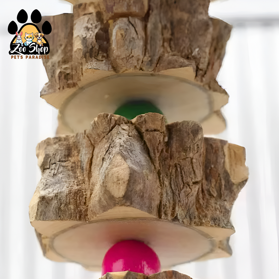 Madera Natural - Accesorio Colgante de Estimulación y Entretenimiento (8 trozos)