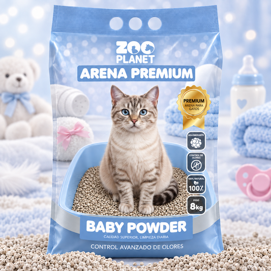 Arena Aglomerante Ultra Premium Zoo Planet 8KG - Fragancia de baby powder