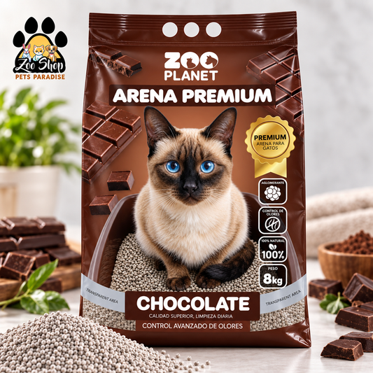 Arena Aglomerante Ultra Premium Zoo Planet 8KG - Fragancia de chocolate