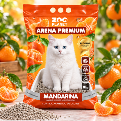 Arena Aglomerante Ultra Premium Zoo Planet 8KG - Fragancia de mandarina