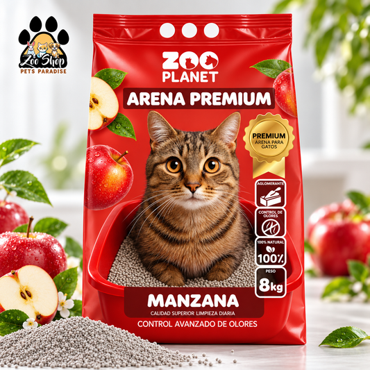 Arena Aglomerante Ultra Premium Zoo Planet 8KG - Fragancia de manzana