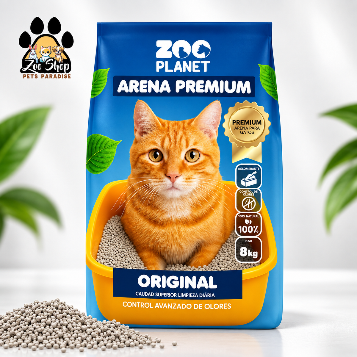 Arena Aglomerante Ultra Premium Zoo Planet 8KG - Sin fragancia (original)