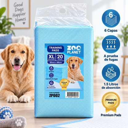 Pads 20 unidades Super Absorbentes Zoo Planet - Tamaño XL (90 cm x 60cm)
