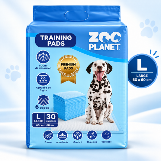 Pads 30 unidades Super Absorbentes Zoo Planet - Tamaño L (60 cm x 60cm)