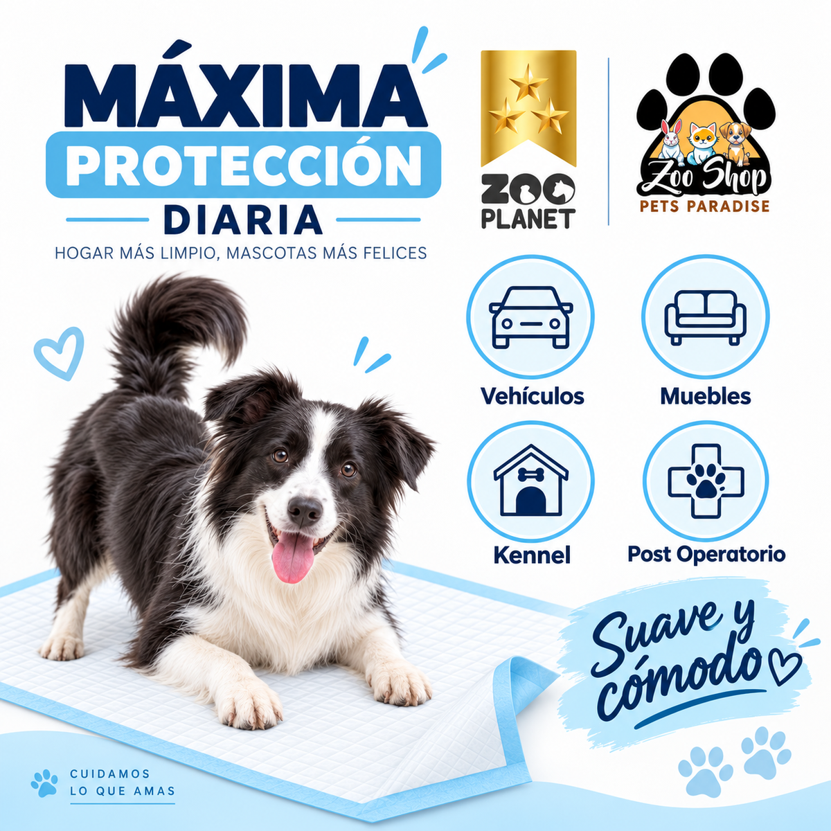 MEGA PACK de Pads 240 unidades Super Absorbentes Zoo Planet - Tamaño L (60 cm x 60cm)